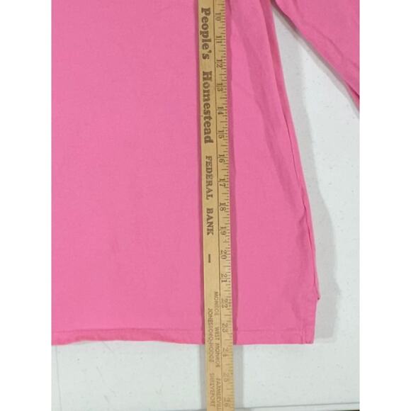 Talbots Top Size Small Pink Puff Pleated 3/4 Sleeve Embroidered 100% Cotton - Picture 5 of 6